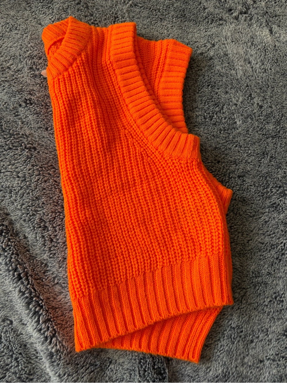 Divided Neon Orange Knit Sleeveless V-Neck Sweater Vest